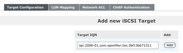 openfiler add iSCSI target