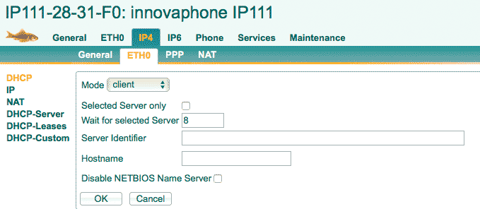 Das IP111 wird als DHCP-Client konfiguriert